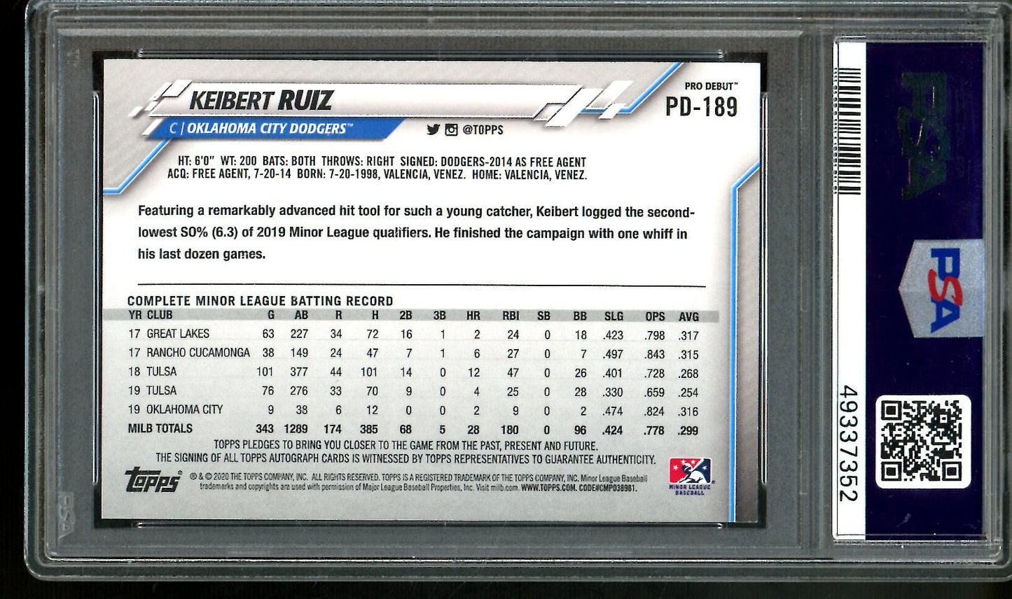 2020 Topps Pro Debut Keibert Ruiz Autograph PSA 9 Dodgers - Trading Card Market