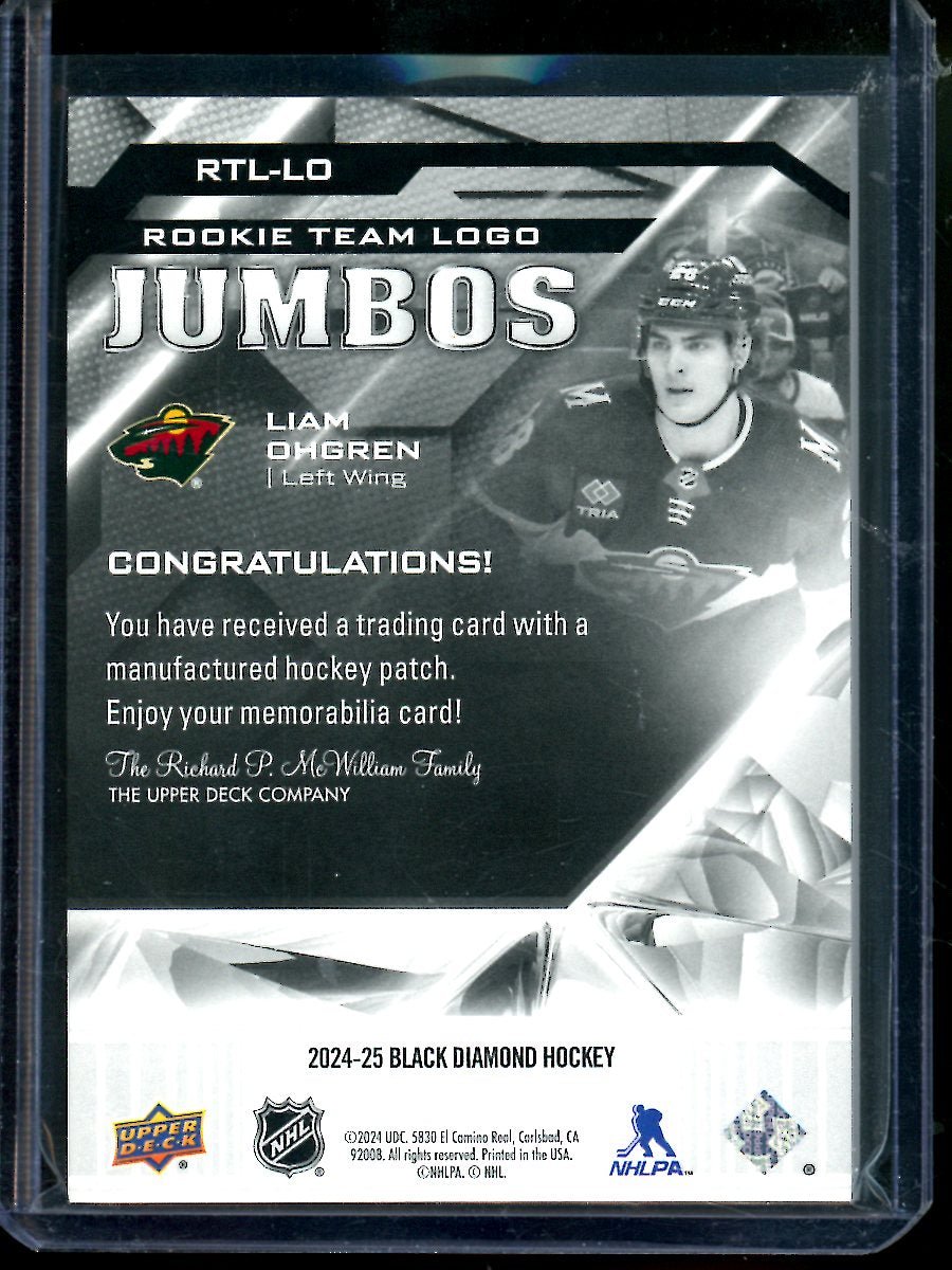 2024 Upper Deck Black Diamond Liam Ohgren Rookie Jumbo Team Logo Jumbos Wild - Trading Card Market
