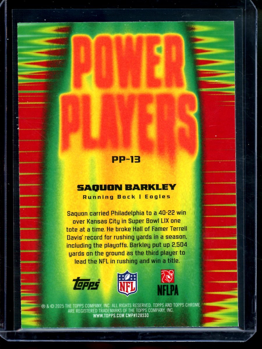 2025 Topps Chrome Saquon Barkley Power Players Refractor /275 Eagles - Trading Card Market