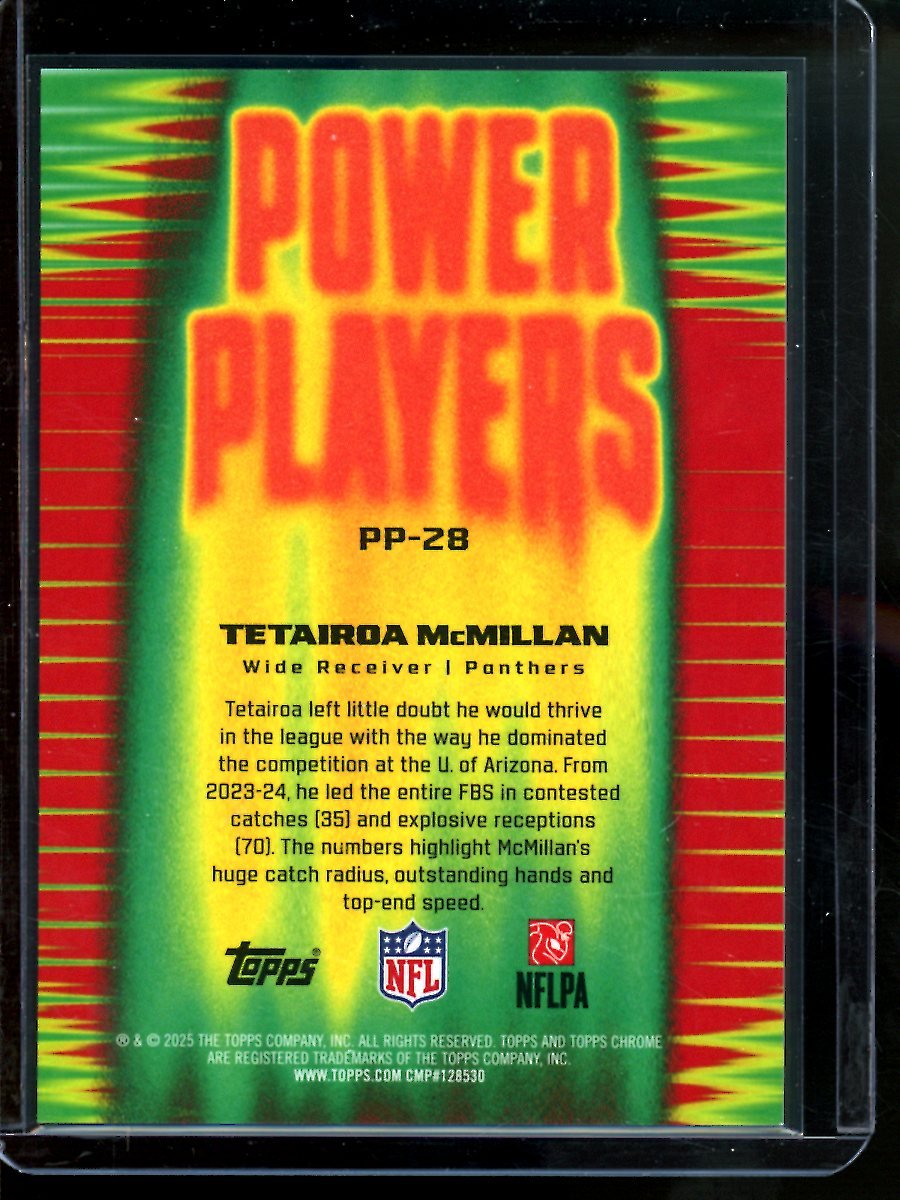 2025 Topps Chrome Tetairoa McMillan Power Players Orange Refractor /25 Rookie Panthers - Trading Card Market