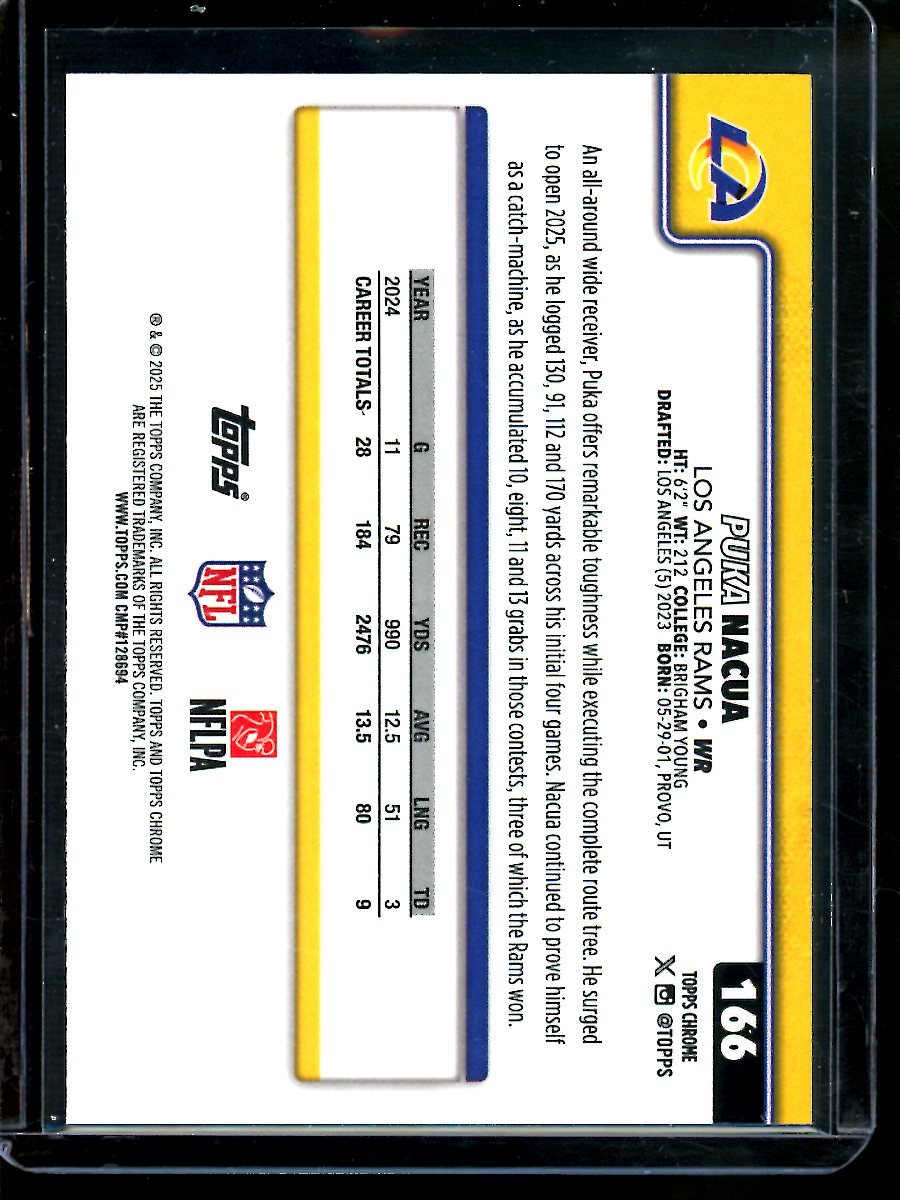 2025 Topps Chrome Puka Nacua Etch Variation Refractor SP Rams - Trading Card Market