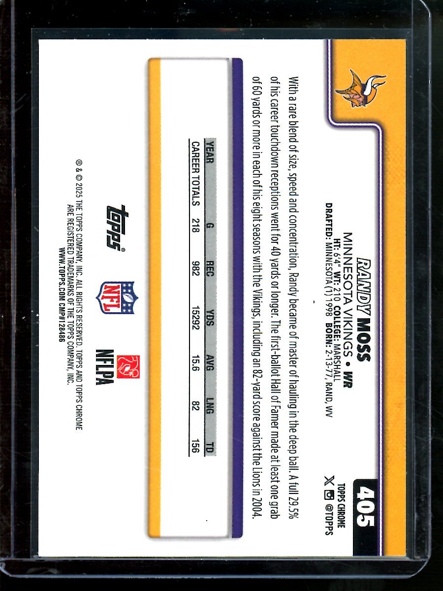 2025 Topps Chrome Randy Moss Image Variation Refractor Vikings - Trading Card Market