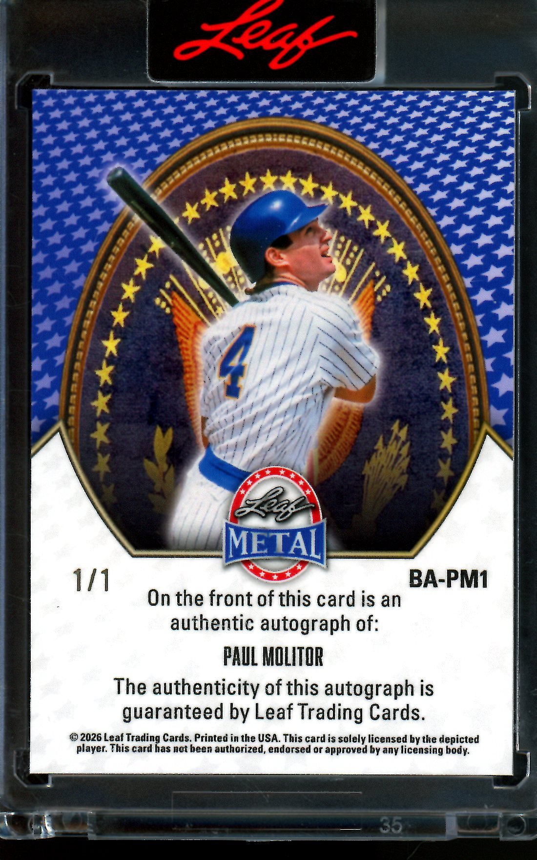 2026 Leaf Metal Paul Molitor Presidents Autograph 1/1 Brewers - Trading Card Market