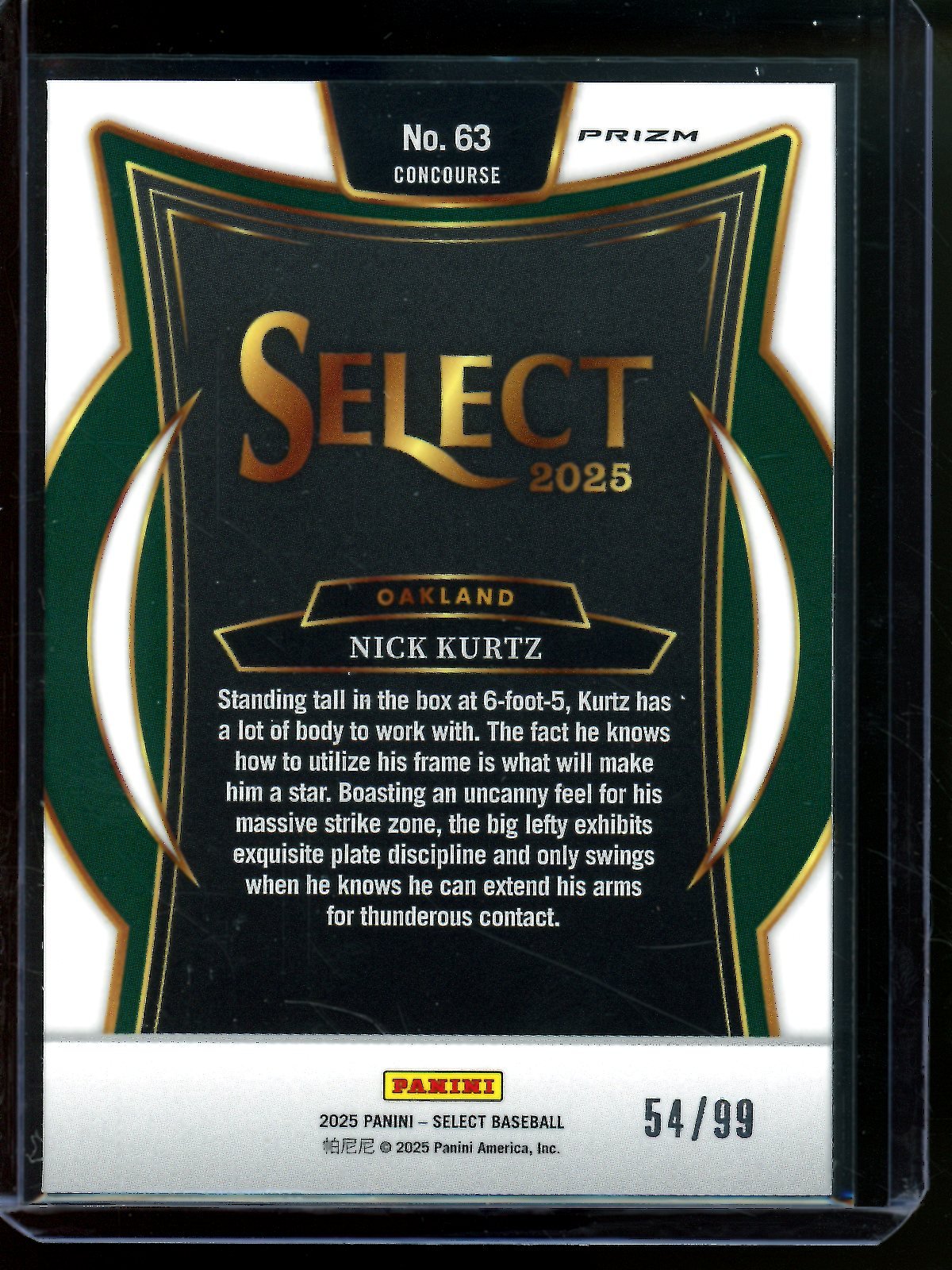 2025 Panini Select Nick Kurtz Concourse White Rookie /99 Athletics - Trading Card Market