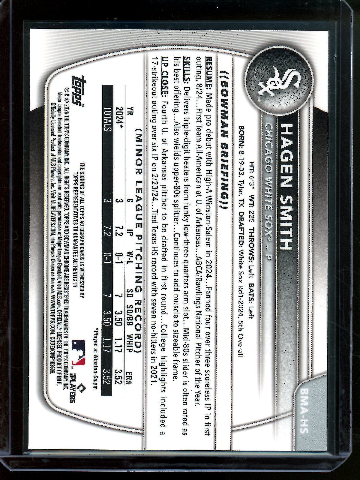 2025 Bowman Chrome Hagen Smith Mojo Autograph White Sox - Trading Card Market