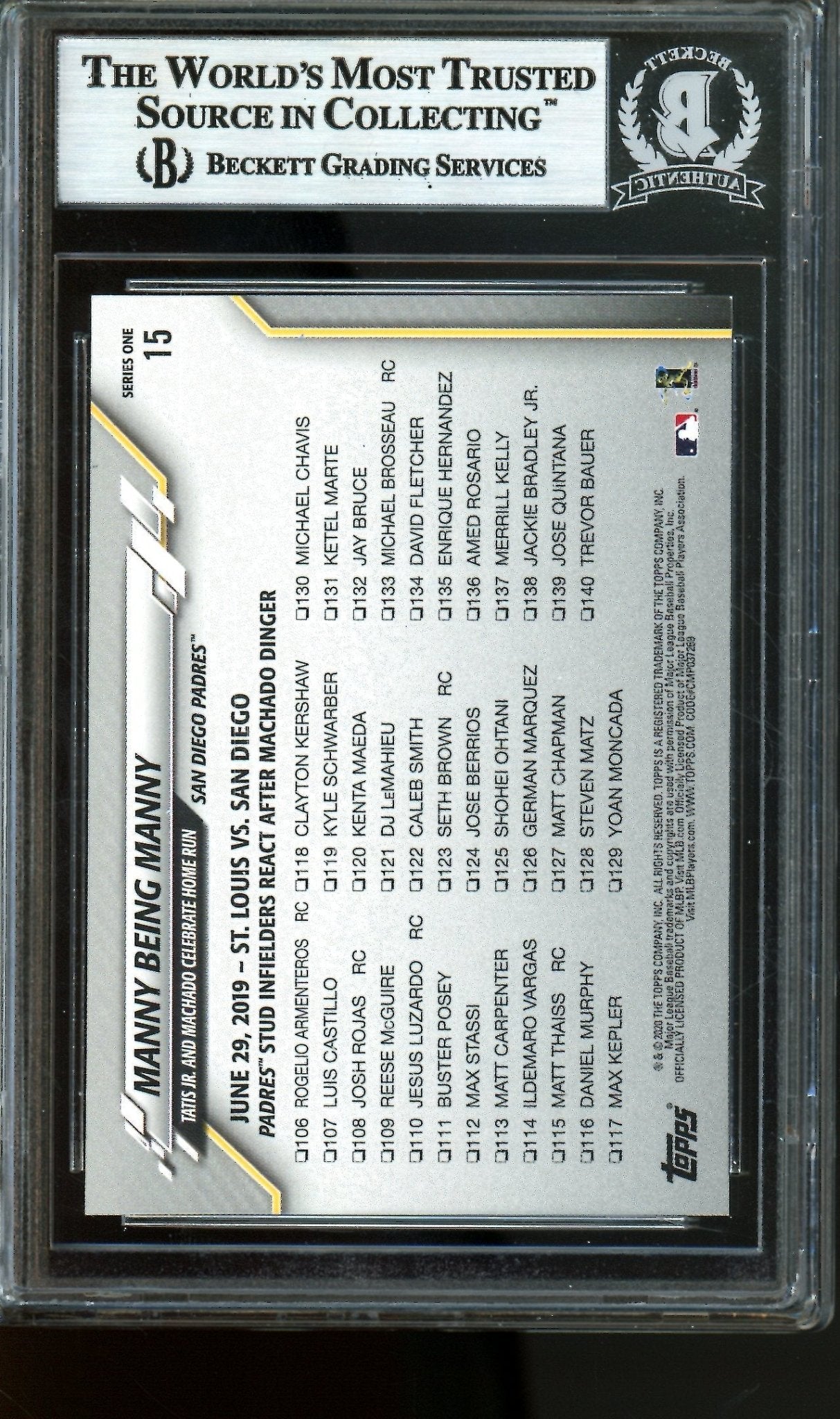 2020 Topps Flagship Manny Machado / Fernando Tatis Jr Dual Autograph BGS Authentic Padres - Trading Card Market