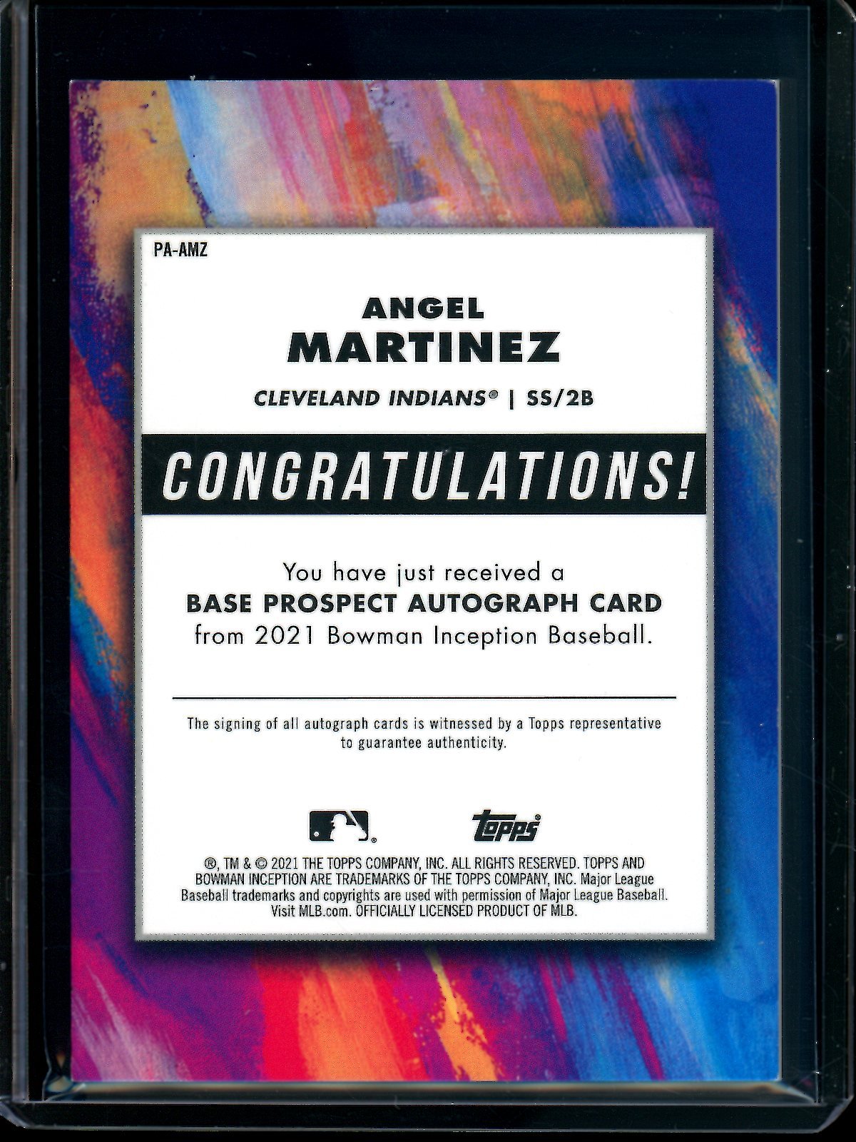 2021 Topps Inception Angel Martinez Blue Autograph /99 Guardians - Trading Card Market