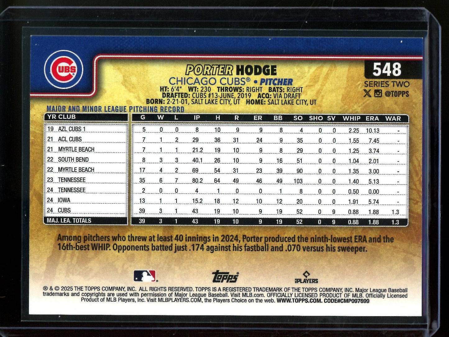 2025 Topps Flagship Porter Hodge Golden Mirror Image Variation Cubs - Trading Card Market