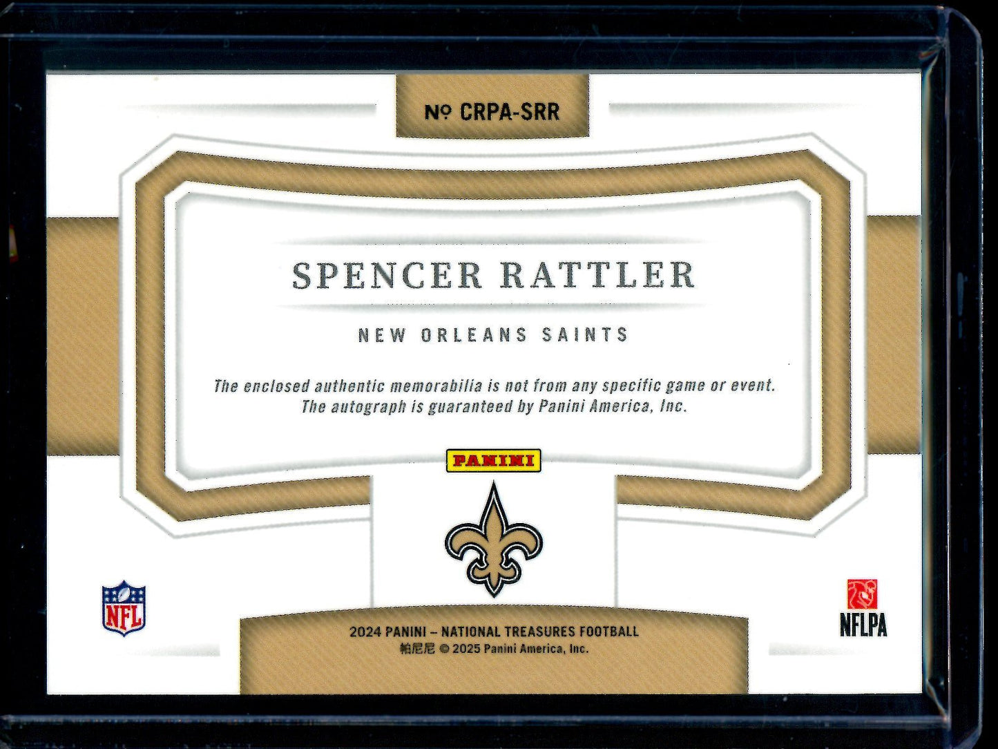 2024 Panini National Treasures Spencer Rattler Crossover Rookie Patch Autographs /99 Saints - Trading Card Market