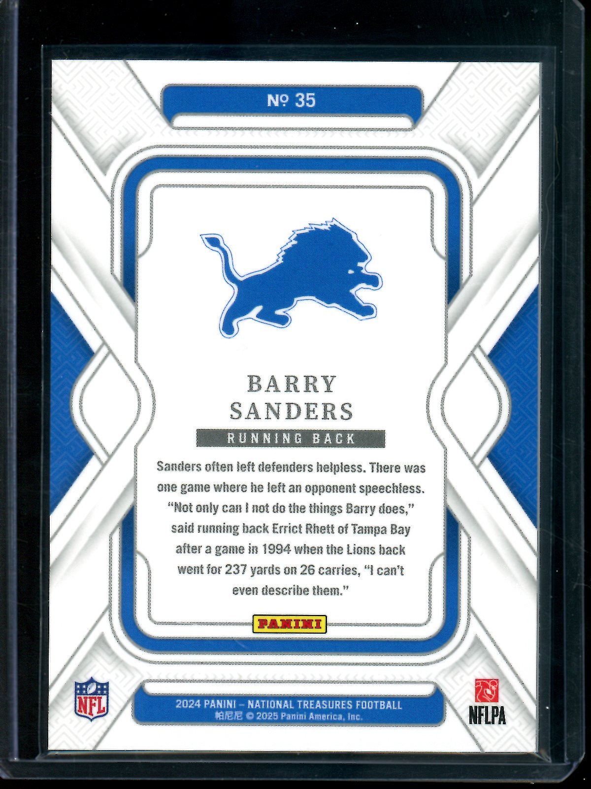 2024 Panini National Treasures Barry Sanders /75 Lions - Trading Card Market