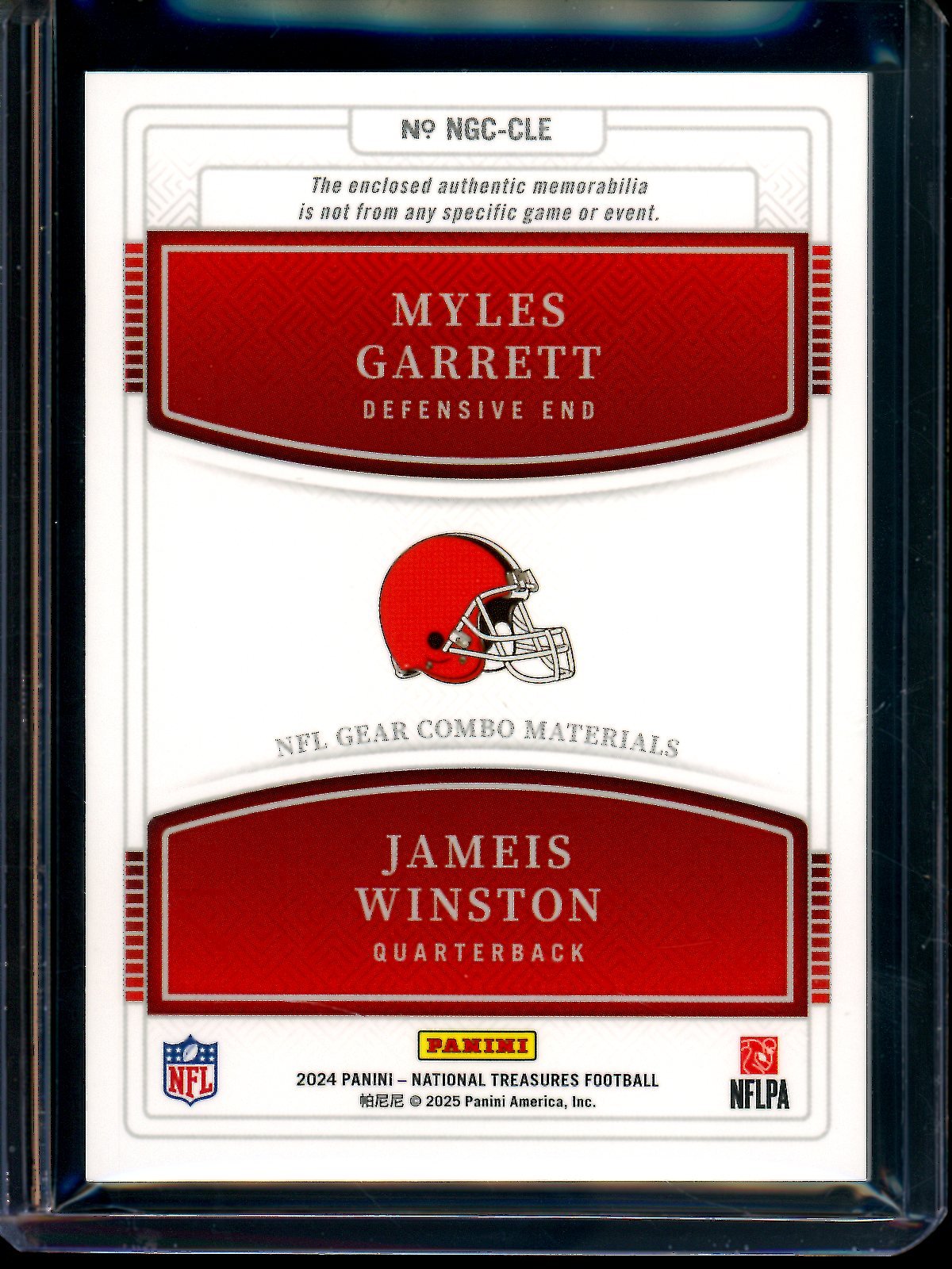 2024 Panini National Treasures Myles Garrett / Jameis Winston NFL Gear Combo Materials /99 Browns - Trading Card Market