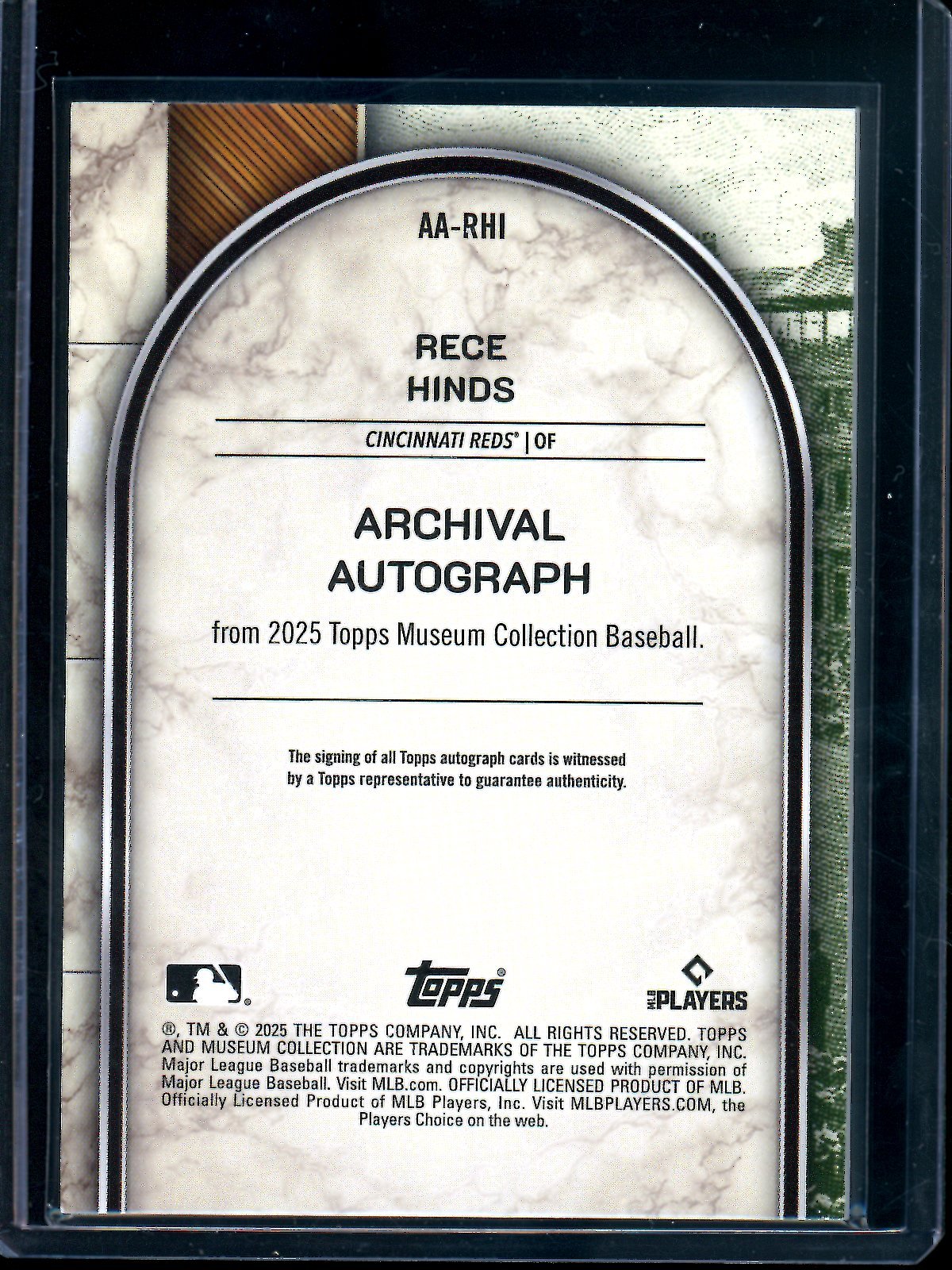 2025 Topps Museum Collection Rece Hinds Rookie Autograph /15 Reds - Trading Card Market