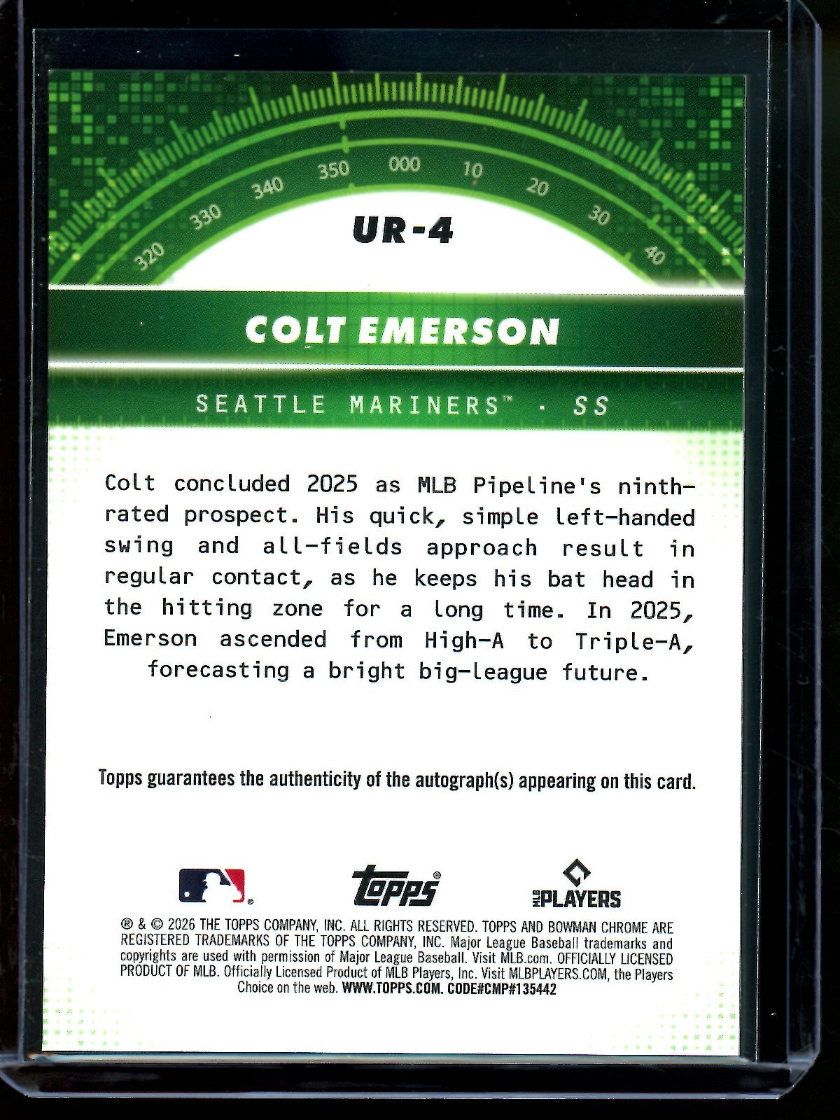 2026 Bowman Colt Emerson Under the Radar Autograph Refractor /150 Mariners - Trading Card Market