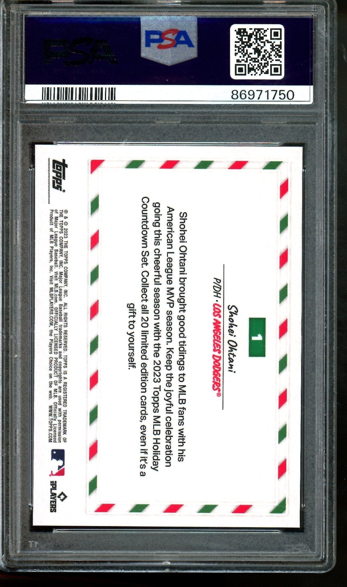 2023 Topps Holiday Shohei Ohtani Countdown 1 PSA 10 Dodgers - Trading Card Market