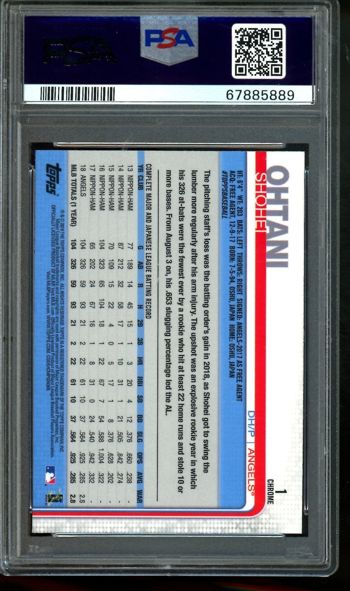 2019 Topps Chrome Shohei Ohtani Rookie Cup Prism Refractor PSA 10 Angels / Dodgers - Trading Card Market