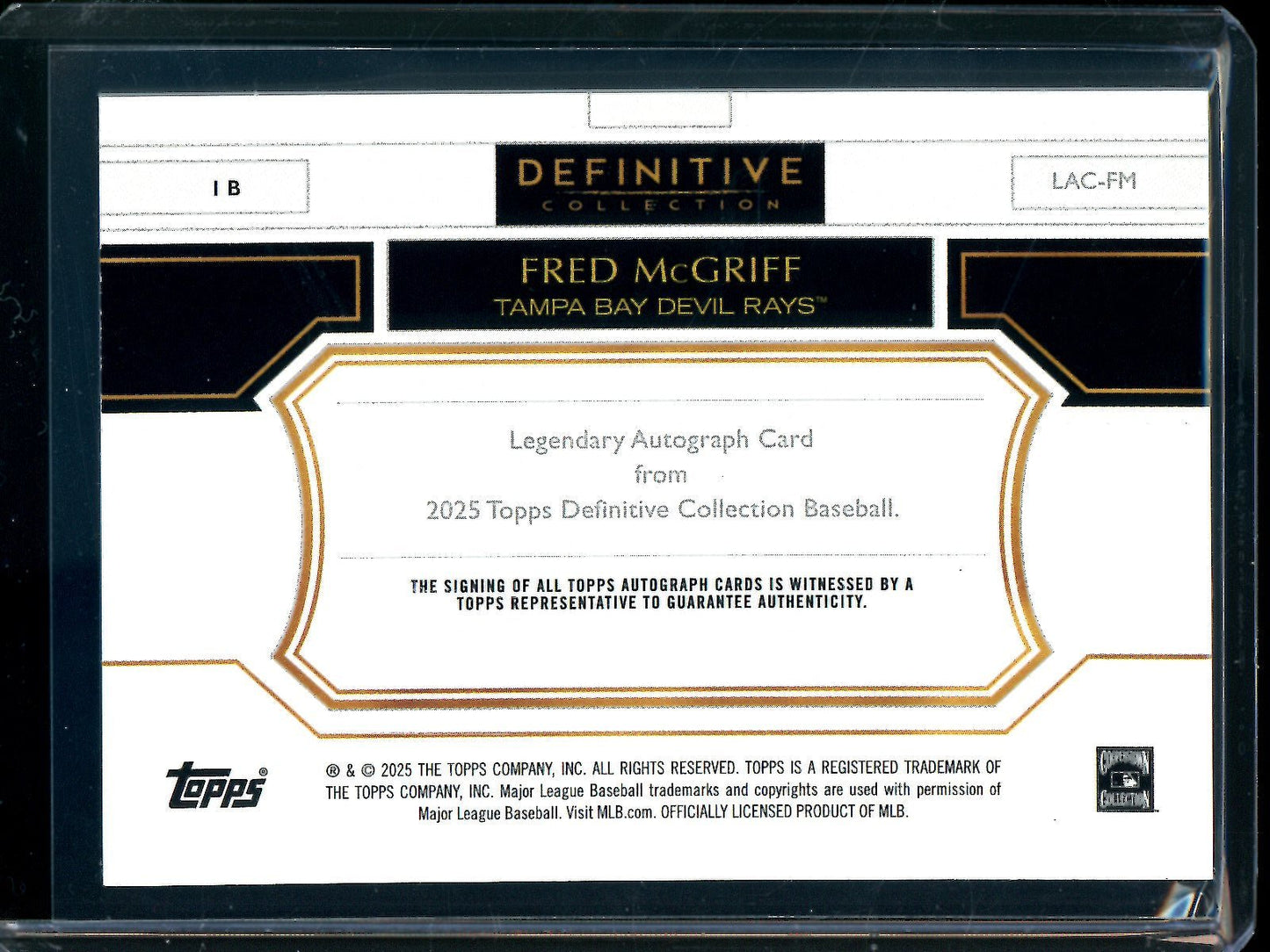 2025 Topps Definitive Fred McGriff Legendary Autograph Card LAC - FM /25 Rays - Trading Card Market