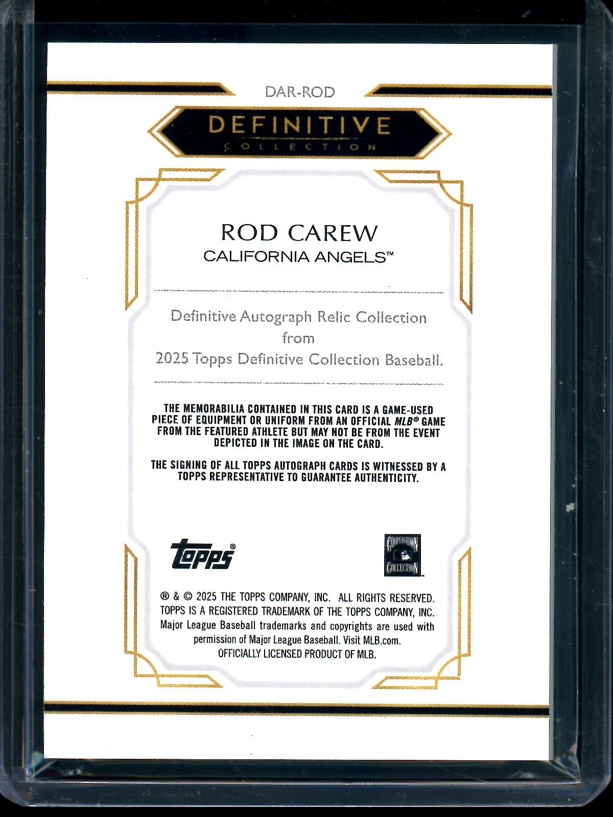 2025 Topps Definitive Rod Carew Bat Relic Autograph /50 Angels - Trading Card Market