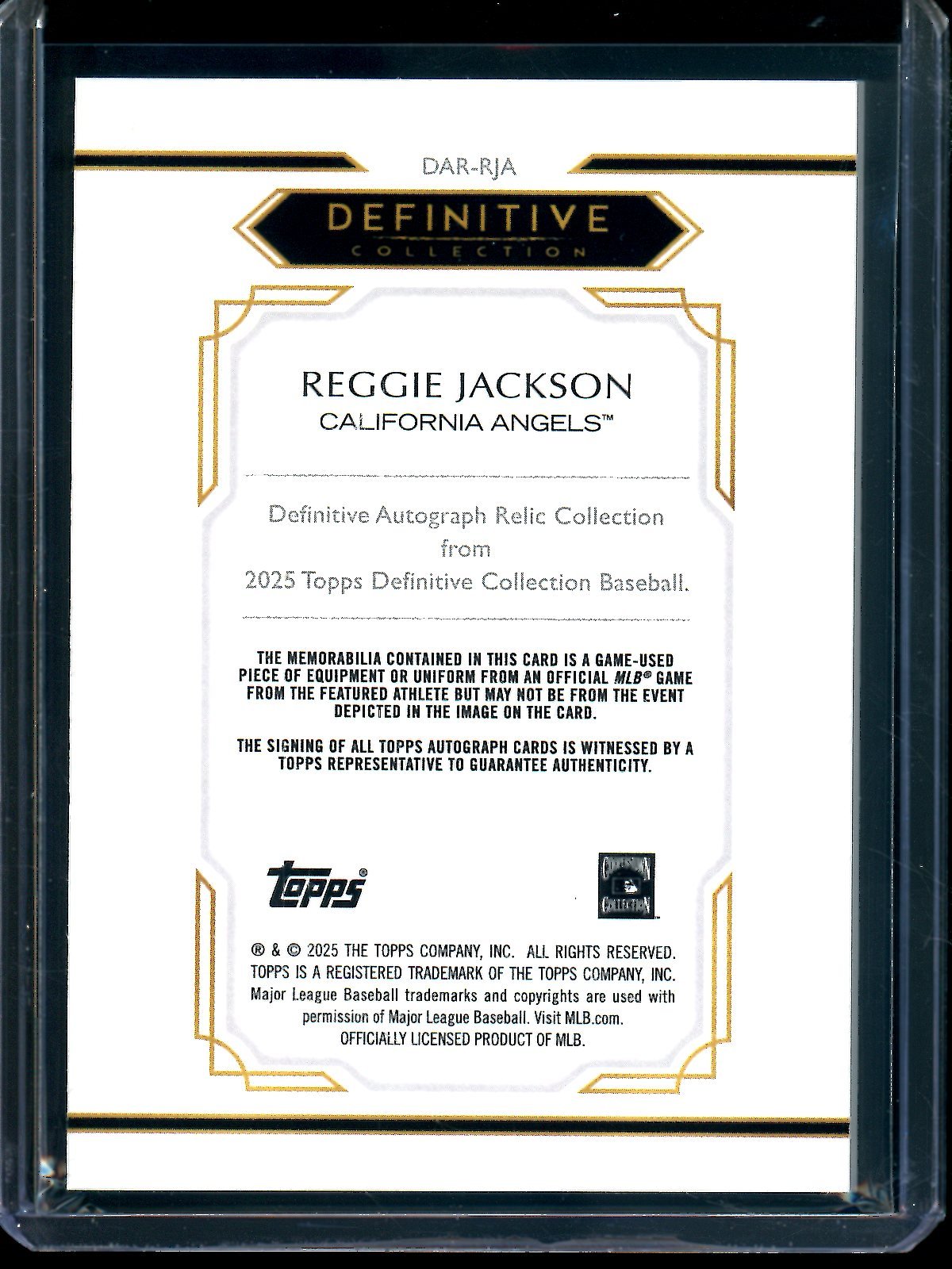 2025 Topps Definitive Reggie Jackson Patch Relic Autograph /50 Angels - Trading Card Market