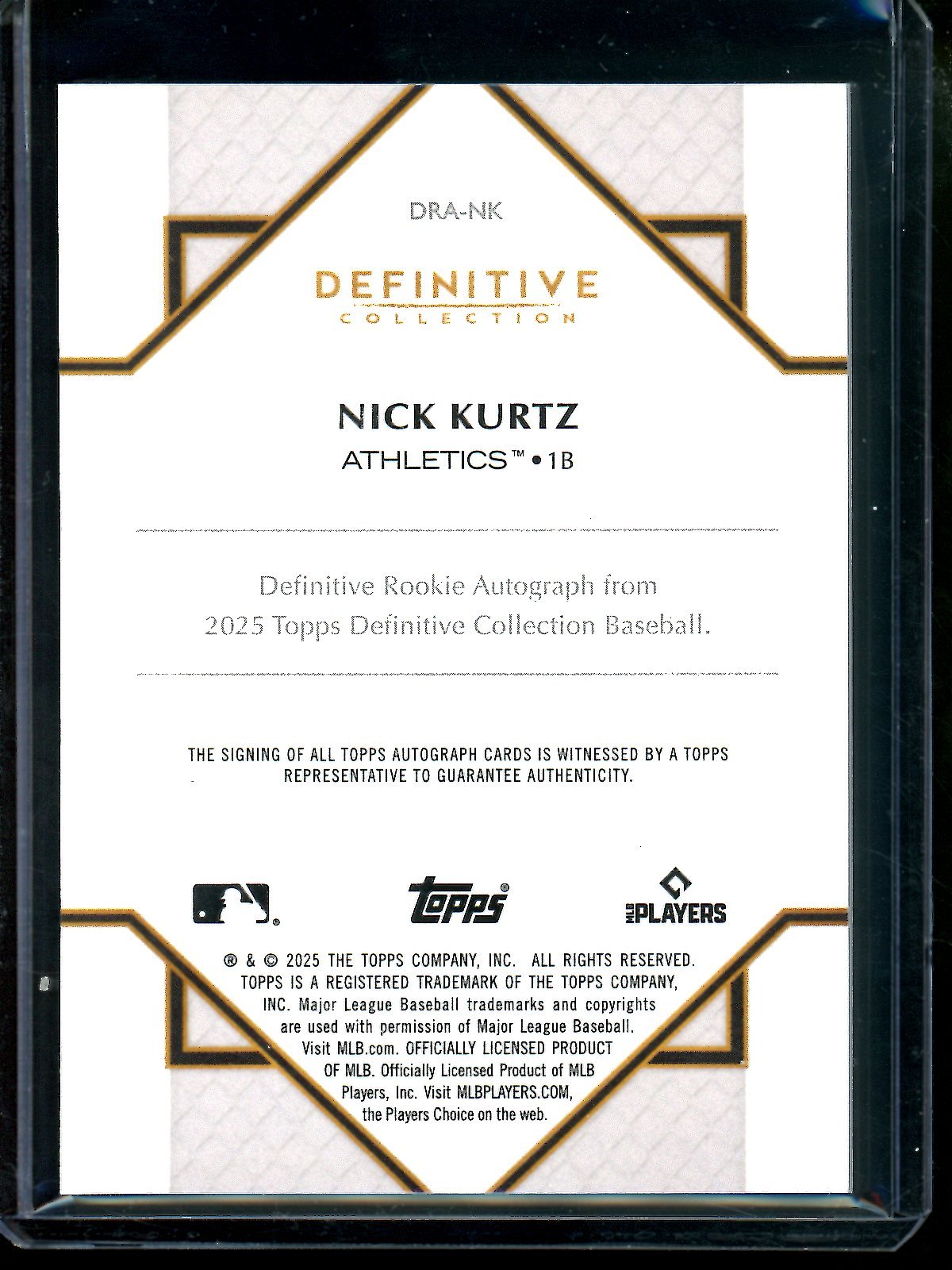 2025 Topps Definitive Nick Kurtz Rookie Autograph Red /5 DRA - NK Athletics - Trading Card Market