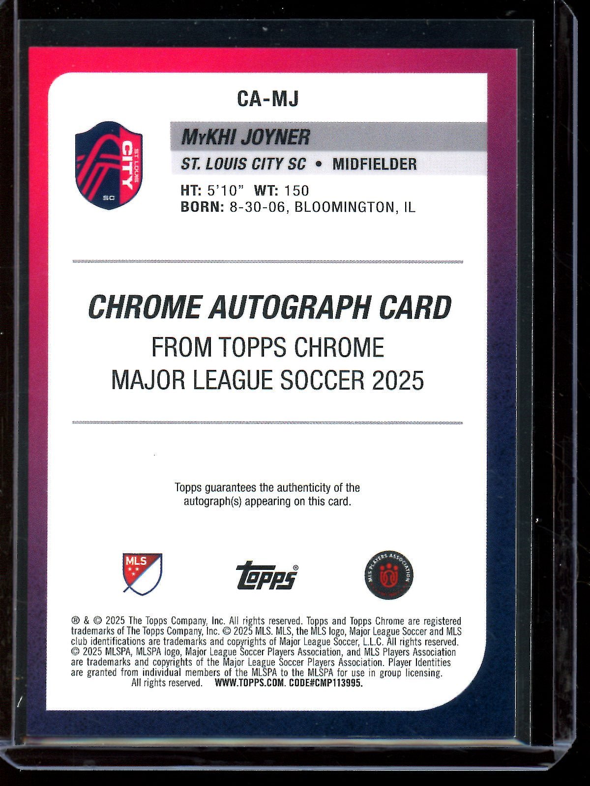 2025 Topps Chrome Mykhi Joyner Green Wave Rookie Autograph /99 STL FC - Trading Card Market