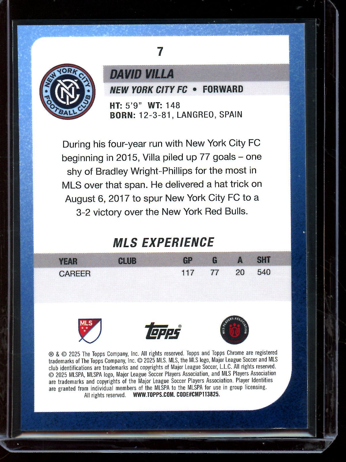 2025 Topps Chrome David Villa Frozenfractor - 4/0 NYC FC - Trading Card Market