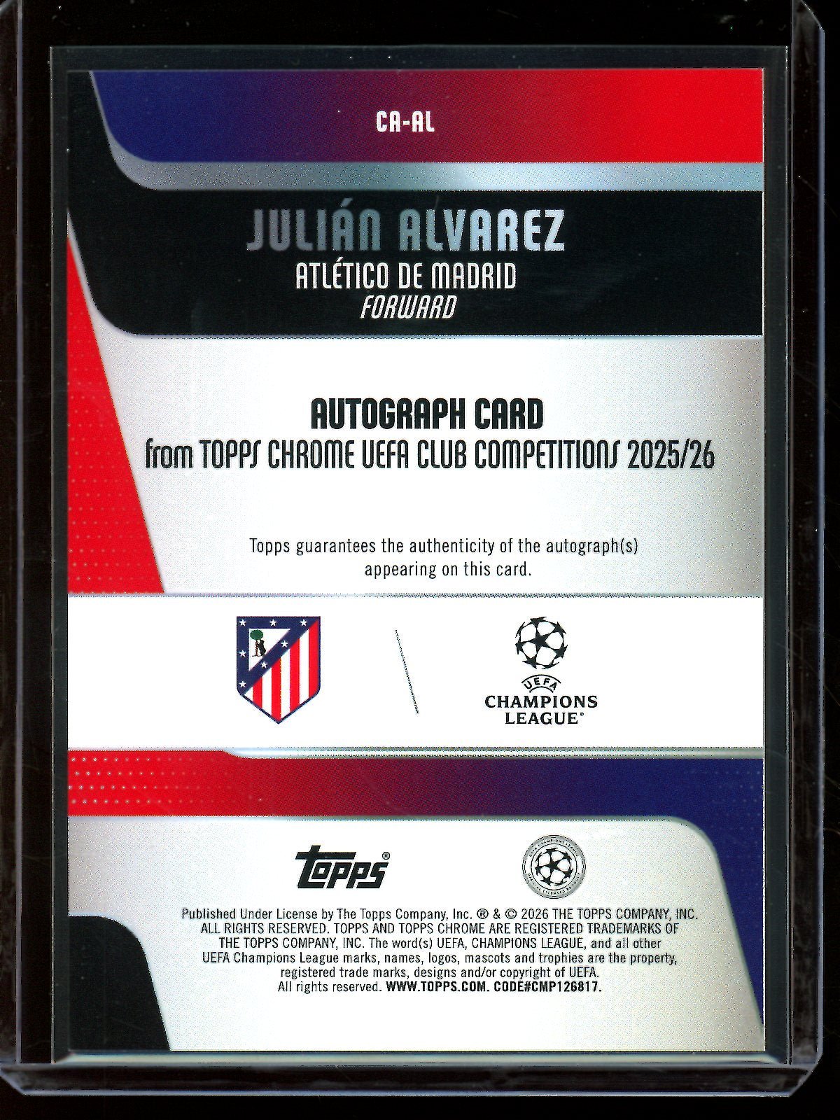 2026 Topps Chrome Julian Alvarez Orange Refractor Autograph /25 Atletico De Madrid - Trading Card Market