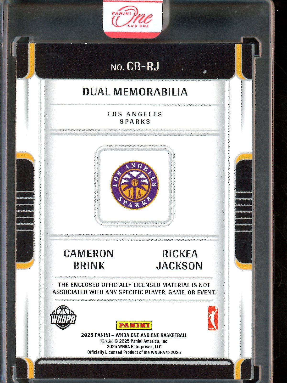 2025 Panini One and One Cameron Brink / Rickea Jackson Dual Memorabilia /49 Encased Sparks - Trading Card Market