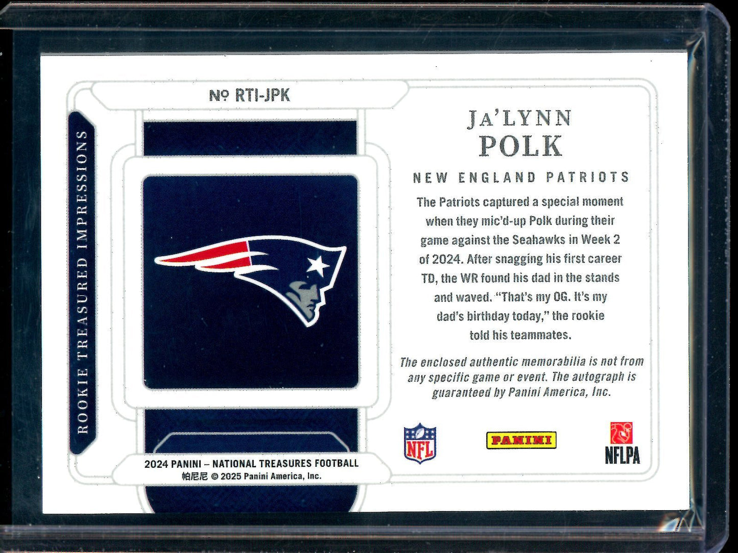 2024 Panini National Treasures Ja'lynn Polk Rookie Treasured Impressions /10 Patriots - Trading Card Market