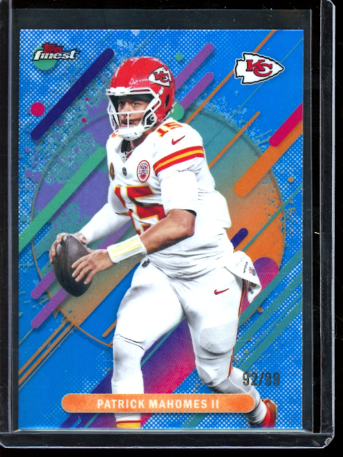 rare patrick mahomes cards 2025 Topps Finest II Blue Refractor /99 Chiefs Packing:Gol.D.Roger All 14 Proliferate Commanders collectible card holder