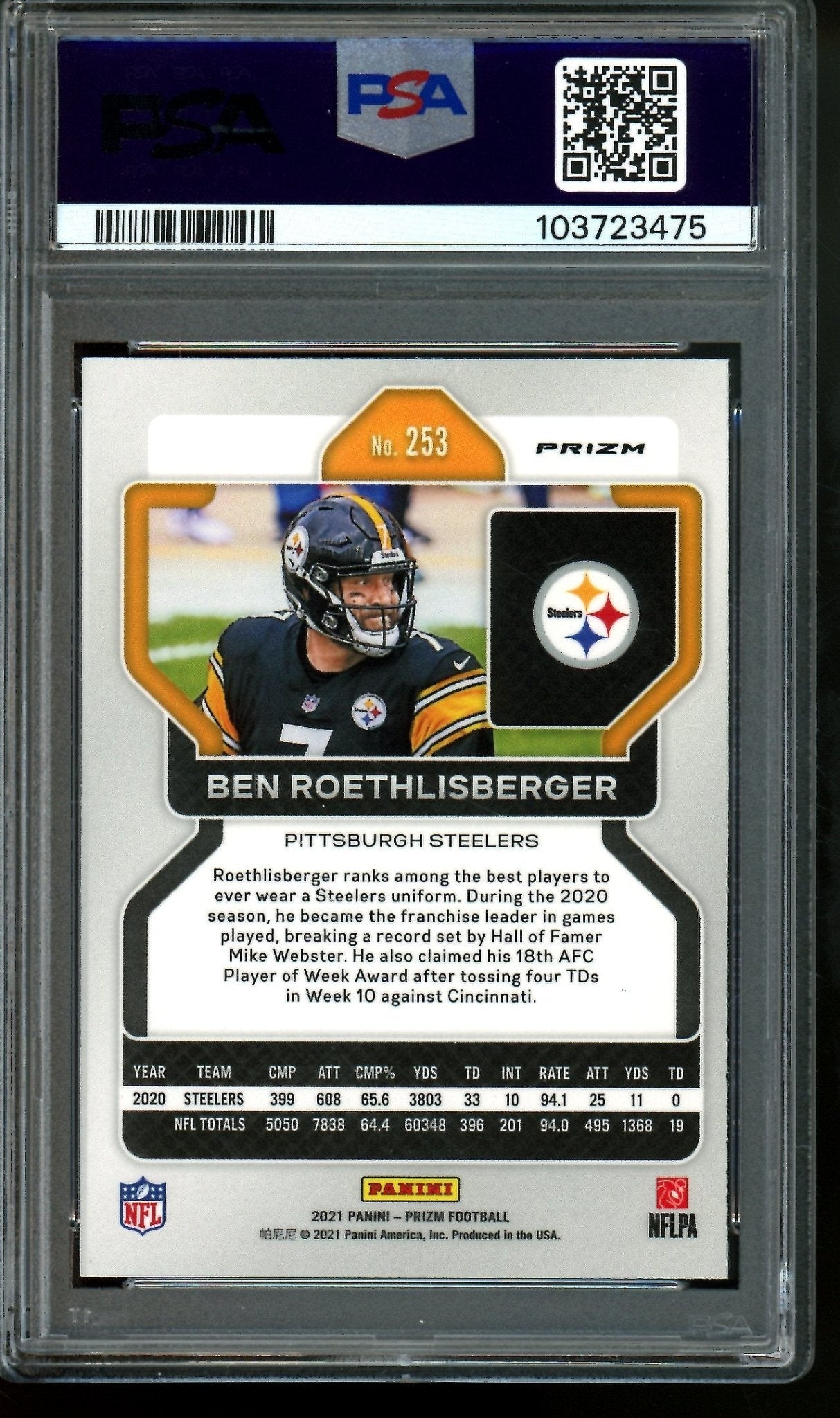 2021 Panini Prizm Ben Rothlisberger Neon Green Pulsar PSA 9 Steelers - Trading Card Market