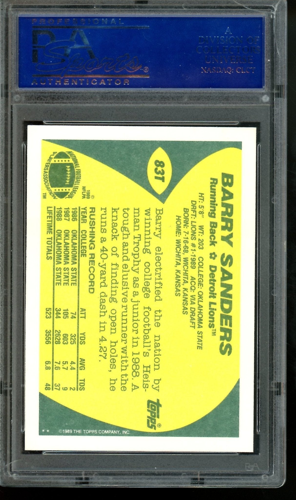 1989 Topps Traded Barry Sanders Rookie Card PSA 10 Lions - Trading Card Market