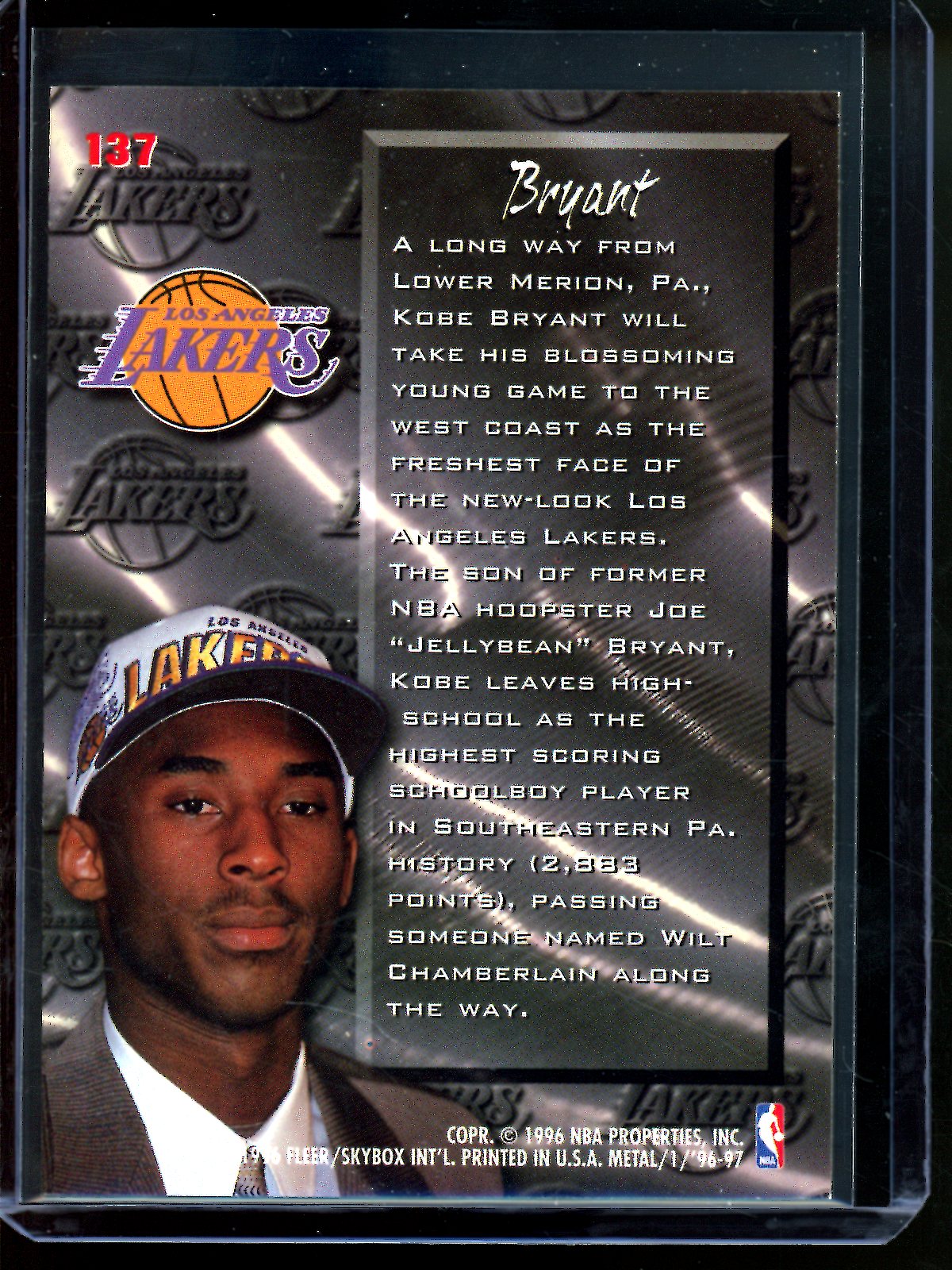 1996 Fleer Metal Kobe Bryant Fresh Foundation Rookie Lakers