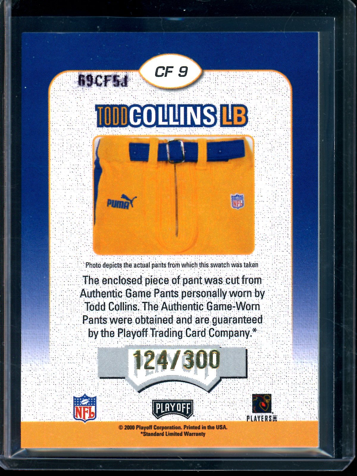 2000 Panini Contenders Todd Collins Championship Fabric /300 Rams - Trading Card Market