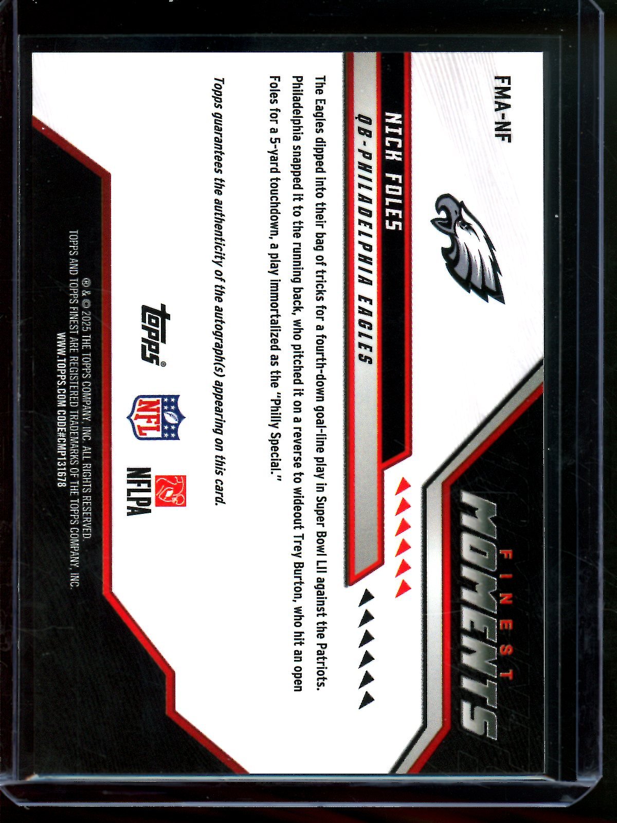 2025 Topps Finest Nick Foles Finest Moments Gold Autograph /50 Eagles - Trading Card Market