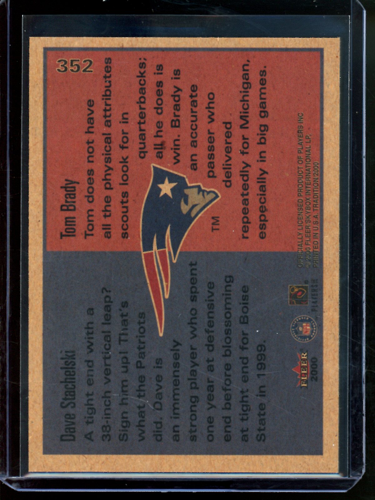 2000 Fleer Tradition Tom Brady Rookies to Watch Patriots