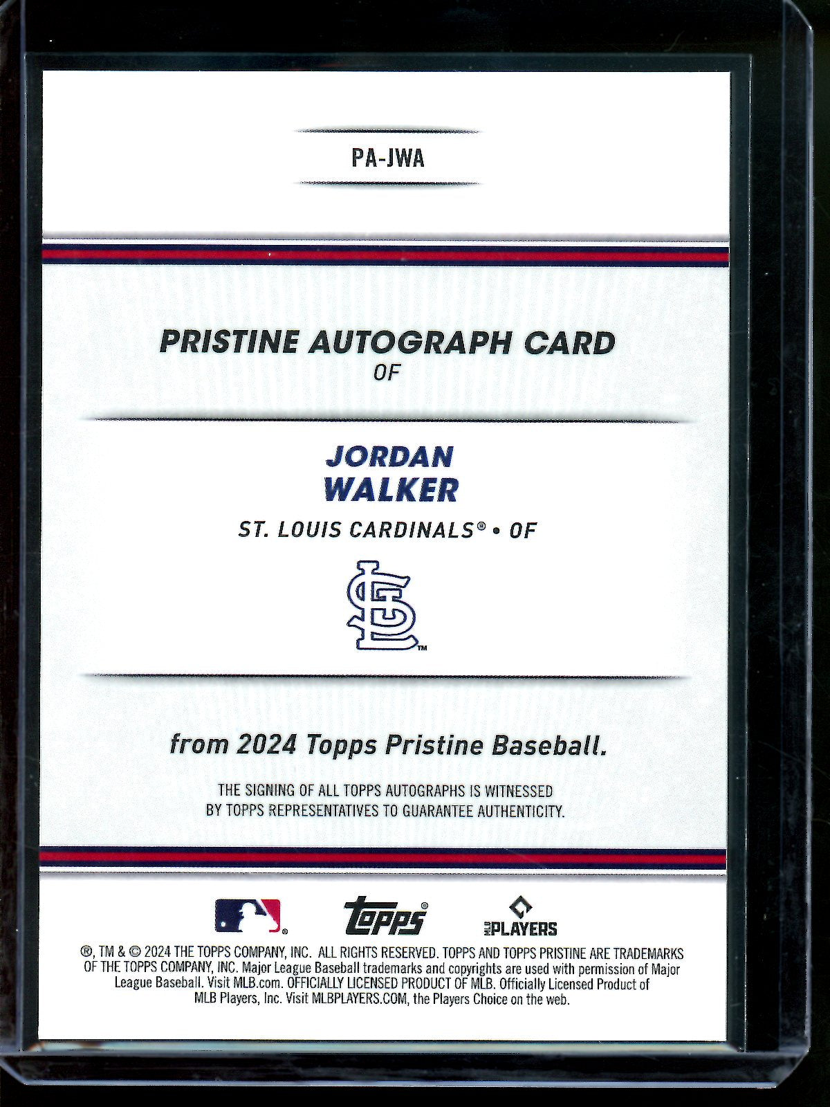 2024 Topps Pristine Jordan Walker Refractor Autograph Cardinals