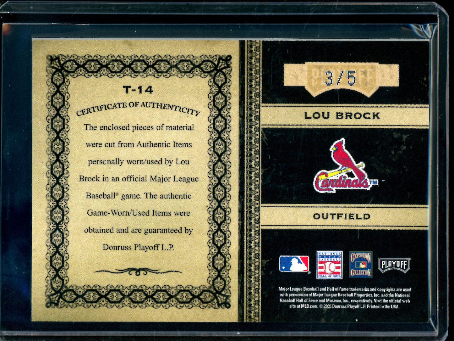 2005 Panini Prime Cuts Lou Brock Timeline HOF Inductee Triple Relic /5 Cardinals - Trading Card Market