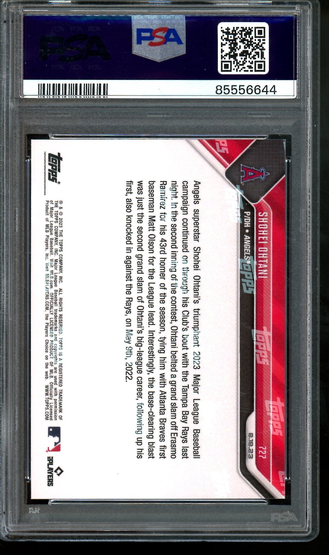 2023 Topps Now Shohei Ohtani Lead Tying HR #727 PSA 10 Angels / Dodgers