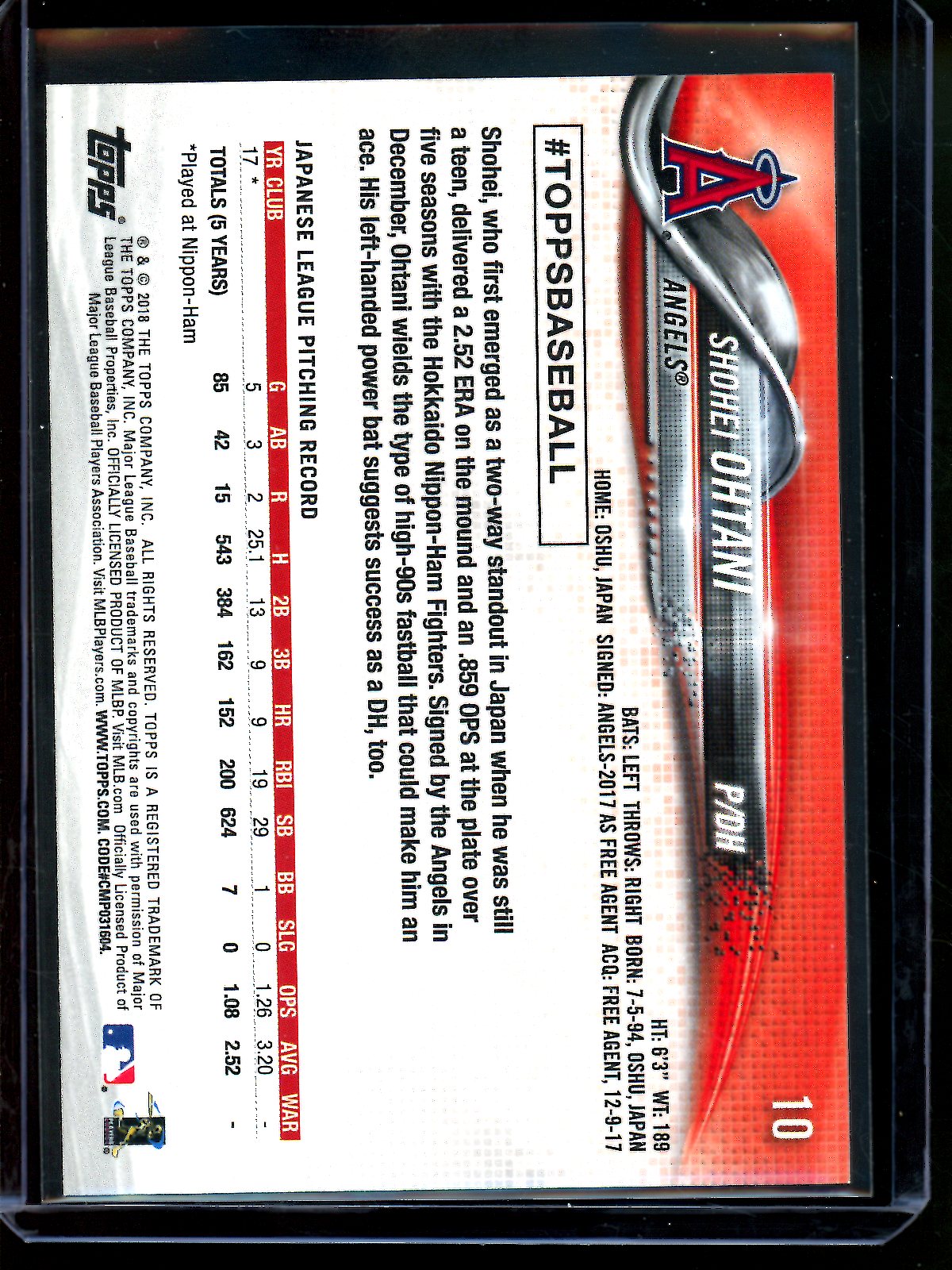 2018 Topps New Era Shohei Ohtani Rookie Card SP #10 Angels / Dodgers
