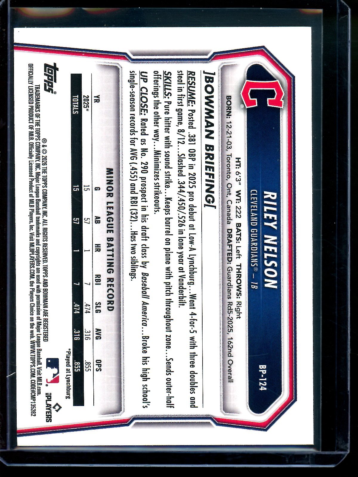 2026 Bowman Riley Nelson Bowman Refractor Foil 1st SP Guardians - Trading Card Market