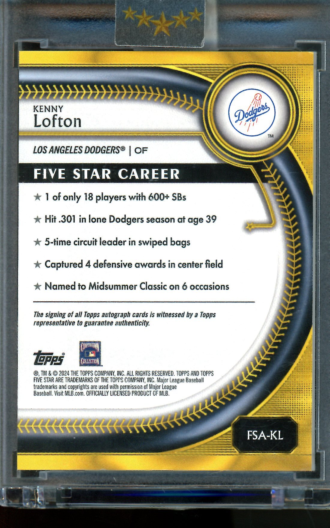 2025 Topps Five Star Kenny Lofton Purple Autograph /50 Dodgers - Trading Card Market