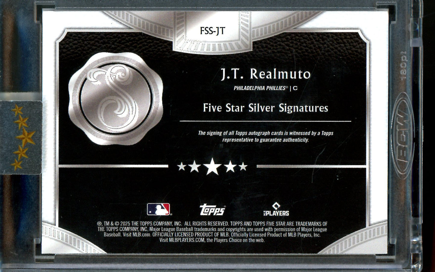 2025 Topps Five Star JT Realmuto Silver Signatures Encased Phillies