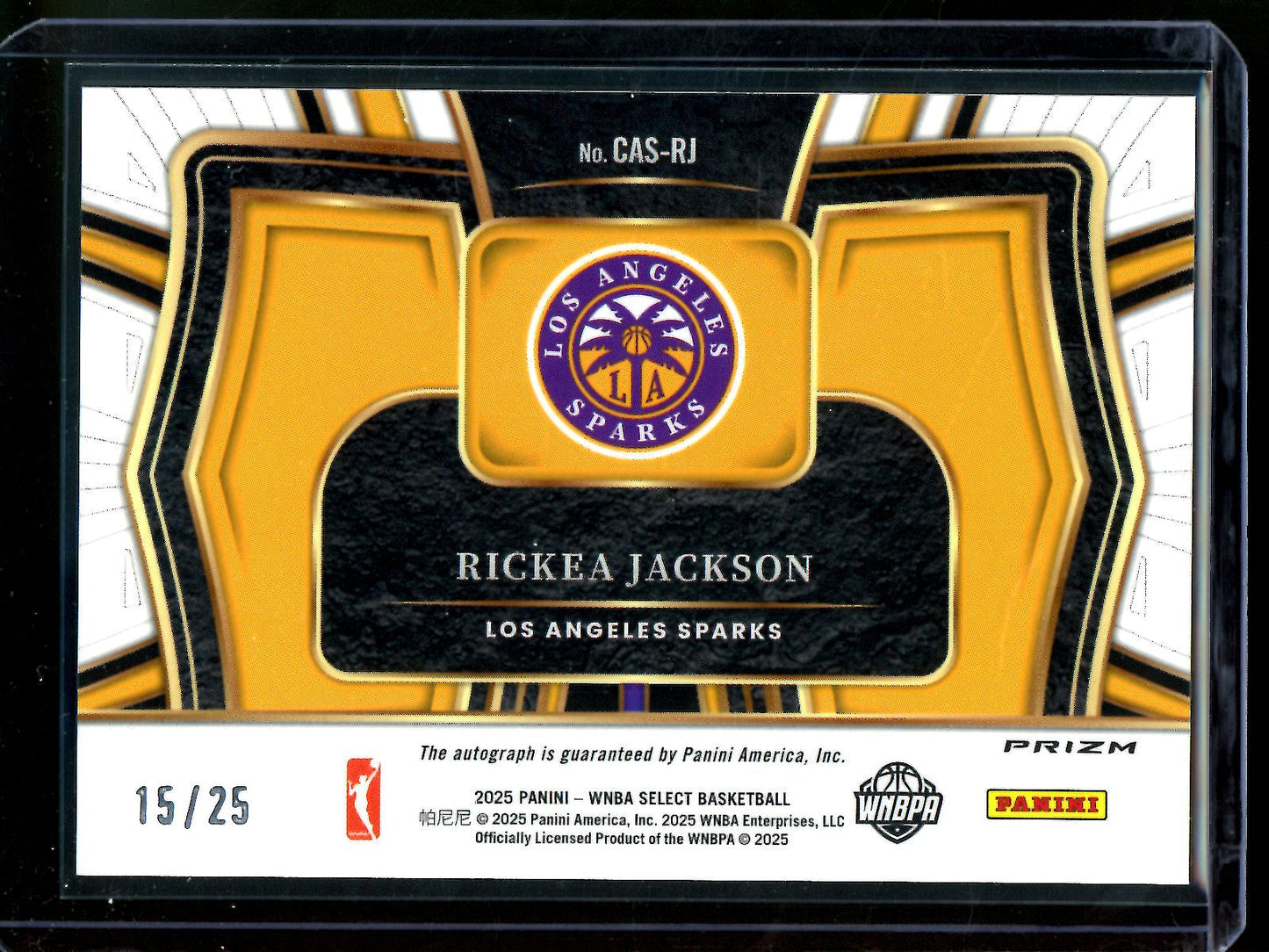 2025 Panini Select Rickea Jackson Courtside Action Tie Dye Autograph /25 Sparks