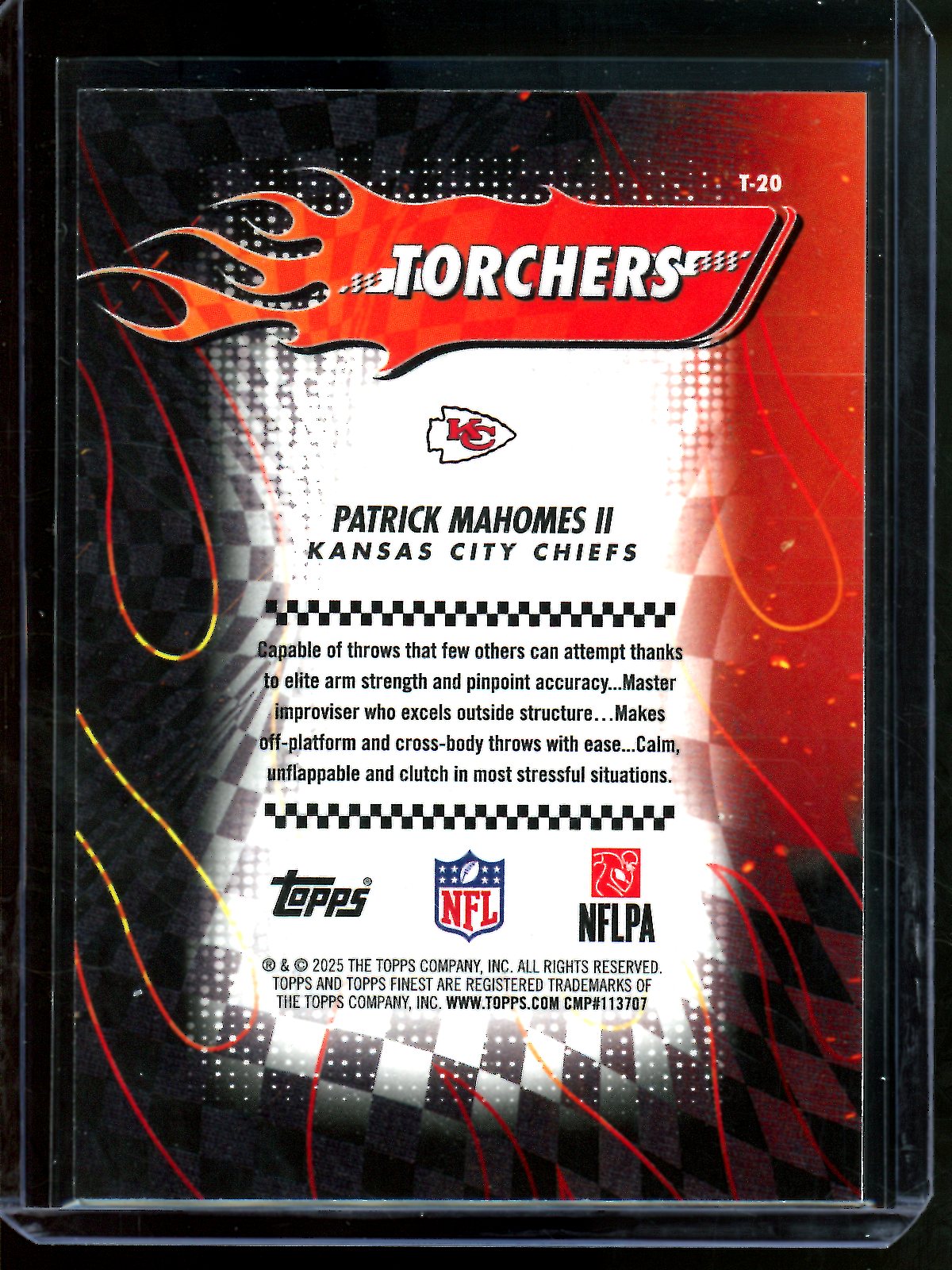 2025 Topps Finest Patrick Mahomes II Torchers /75 Chiefs