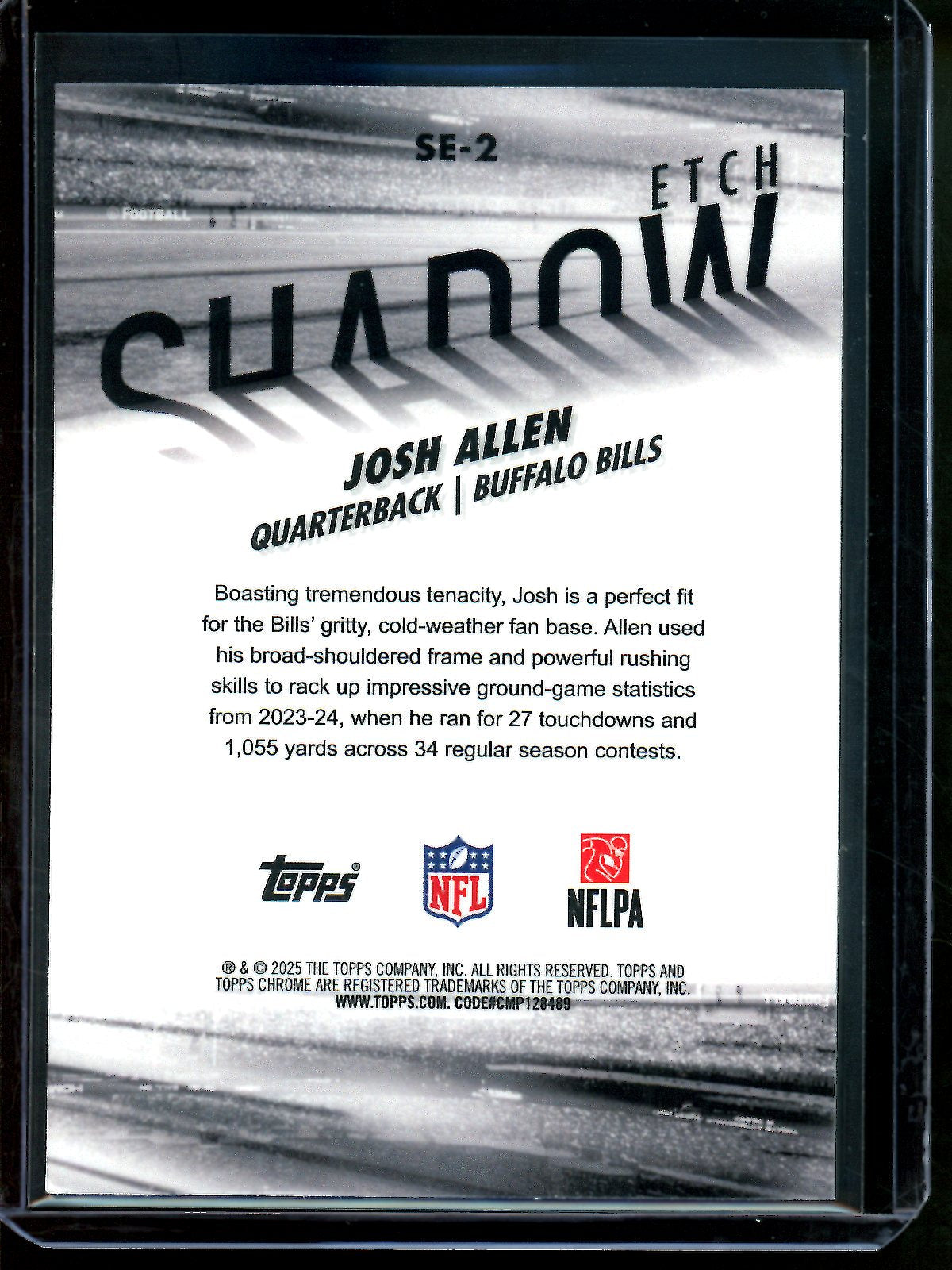 2025 Topps Chrome Josh Allen Shadow Etch Case Hit Bills