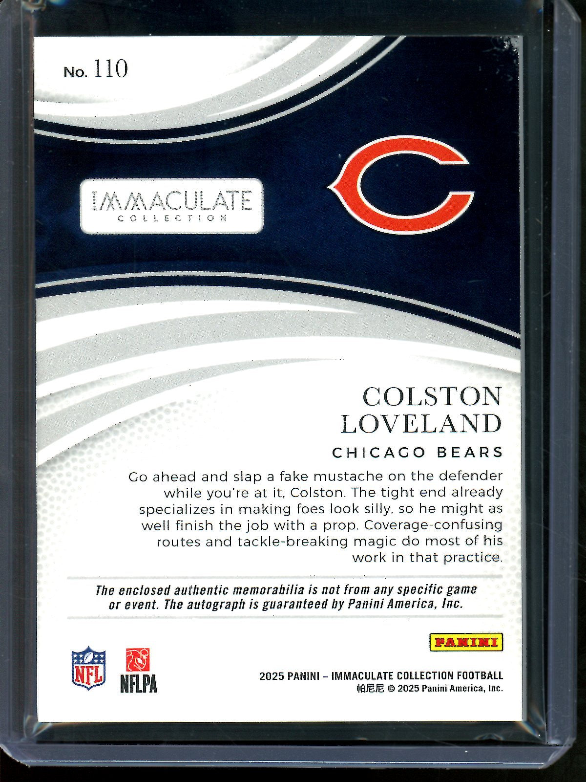 2025 Panini Immaculate Colston Loveland Rookie Patch Autograph /99 Bears