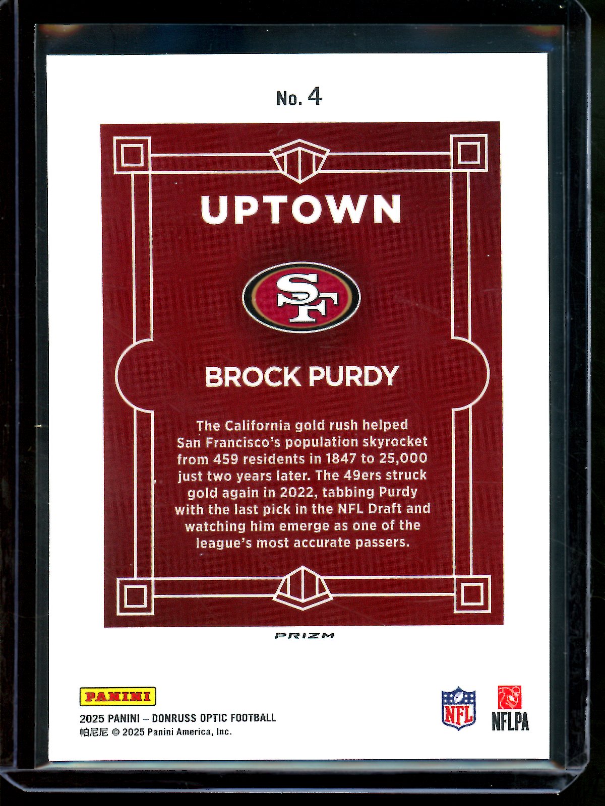 2025 Panini Optic Brock Purdy Uptown Case Hit 49ers
