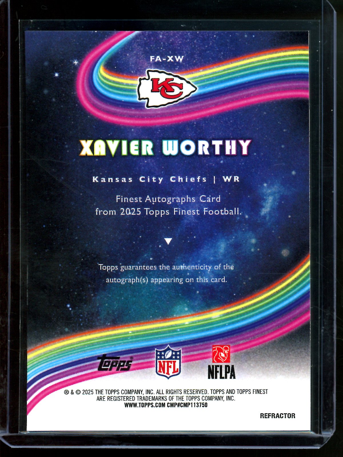 2025 Topps Finest Xavier Worthy Refractor Autograph Chiefs