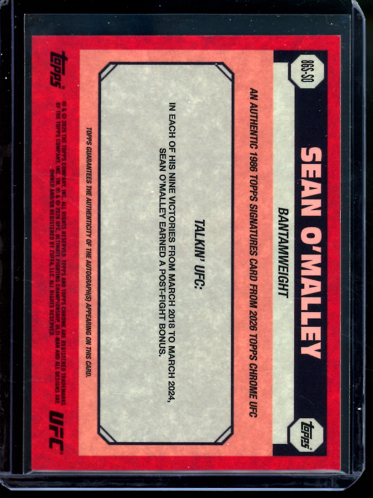 2026 Topps Chrome Sean O'Malley 1986 Autograph