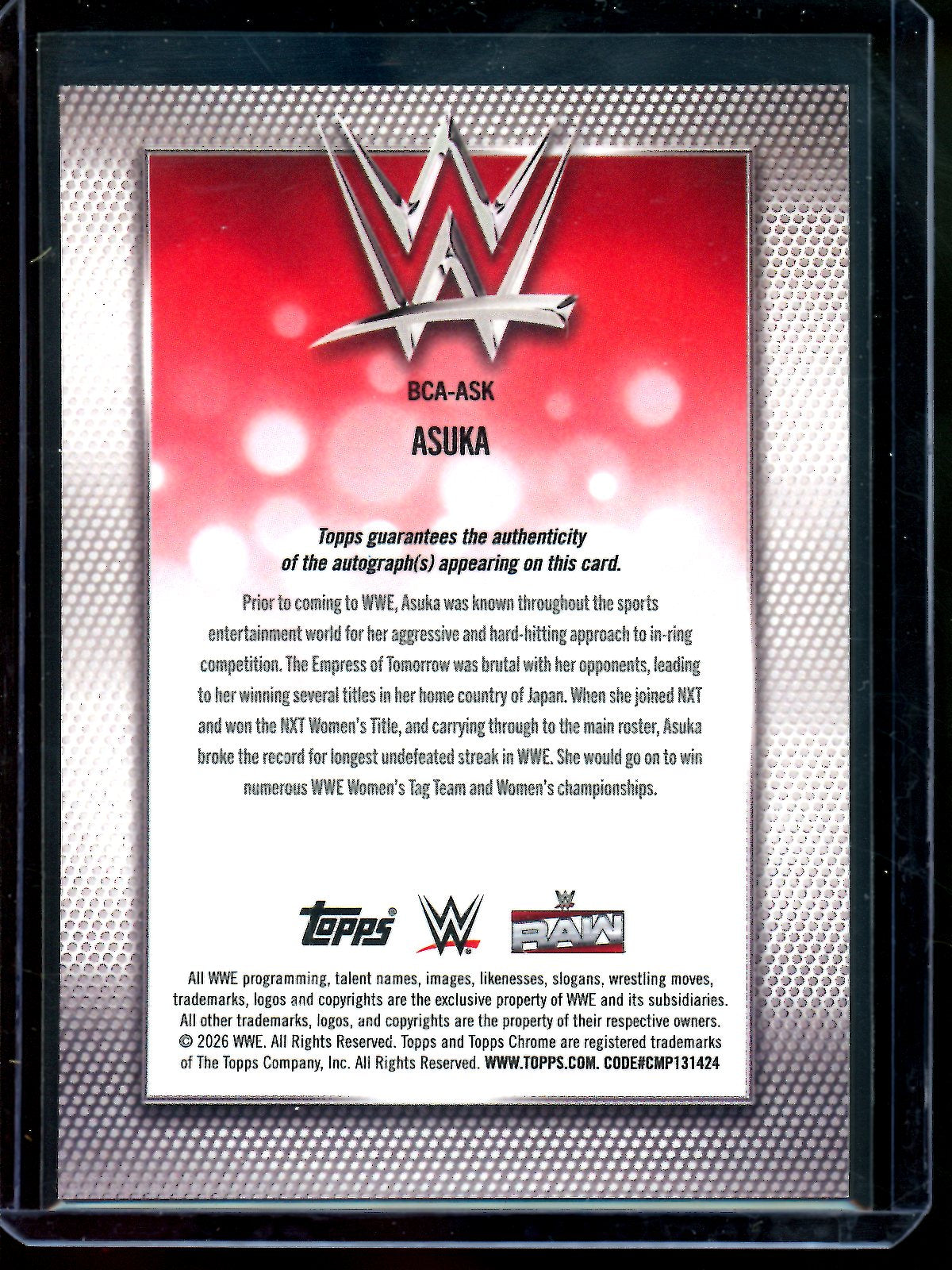 2026 Topps Sapphire Asuka Red Sapphire Refractor /5